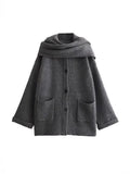 ZR Women's Temperament With Scarve Short Knit