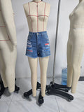 Loose Paste Cloth Casual Denim Shorts-Outfit