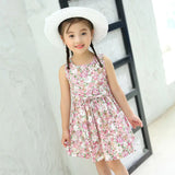 Girls Dress +Hat Cotton Comfortable Children's Dress 2021 Summer Dress Floral Girls' Sleeveless Dress For