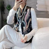 Chinese Style Plate Buckle Vest Female Satin Heavy Industry Phoenix Embroidery National Style Cheongsam Standing Collar Horse Clip Short