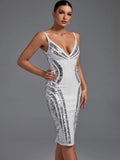 Bandage Dress Women White Bodycon Dress Evening Party Elegant Sexy Midi Birthday Club Outfit 2022 Summer New