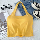 Camisole With Build-in Bras Girls Padded Tank Crop Top Summer Chic Women Soft Stretchy Cami Sleeveless