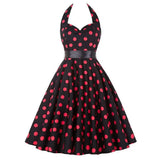 Women Polka Dot Print Summer Dress Sexy Retro White Halter Vintage Dress 2022 Robe Femme Pin Up Rockabilly Party