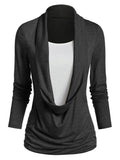 Sleeve Heathered Faux Twinset Casual T-Shirt Women Casual Long Sleeve Tee-Shirts Female Tops Women Fall New