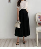 Zingj Lace High Waist Thin Pleated Half Elastic Waist Large Swing Skirt Women's Summer Long A-Line