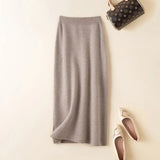 Winter Cashmere Knitted long skirts for women y2k fashion Mid-Length High Waist A-line Skirts Female Wool Bottoms