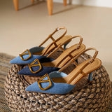Design Temperament Blue Single Shoes Spring And Autumn New Pointed High Heel Fine Heel High Heel