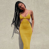 Zingj Sexy Dress Back Dress Temperament Elegant Slim Sexy Evening Continuously Empty Condole Skirt Skirt-Outfit
