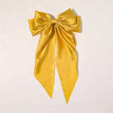New Fashion Bowknot Streamer Hairpin Woman Girls Satin Ribbon Barrette Bow Back Head Spring Clip Headwear Hair