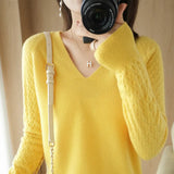Zingj Out Makes Bottom Unlined Upper Garment Female Autumn Dong New Style Sweater Inside Jacket Long Sleeve Sets Foreign Style Slim V Gets Sweater Female-Outfit
