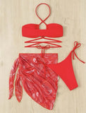 three-piece bikini swimsuit with