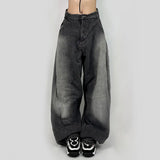 Zingj Girl Style Street Fashion Casual Pants 2023 Low Waist Pleated Washing Water To Make Old Loose Skinny Jeans