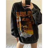 Vintage Grunge Hoodies Women Y2k Harajuku Sweatshirt O-neck Oversized Hip Hop Pullover Female Velvet Streetwear