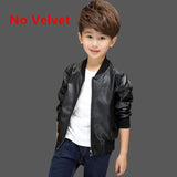 Arrived Boys Coats Autumn Winter Fashion Korean Children's Plus Velvet Warming Cotton PU Leather Jacket For 1-11Y Kids