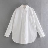 Zingj Trendy Women's Shirt Spring New Candy Pocket Long-Sleeved Button Cardigan Lapel