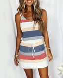 new women's drawstring color sling dress dress