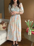 Kitty Printed Women Dress Summer Office Lady Gentle Short Sleeve Work Wear 2022 Slim OL High Street Chic Peter Pan
