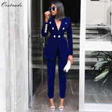 Summer Sets for Women 2020 New Navy Blue V Neck Long Sleeve Sexy 2 Piece Set Outfits High Quality Two Piece Set