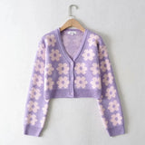 Pointelle Knit Floral Crop CardiganOutfit
