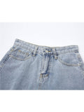 High Waist Denim Short Women Summer Chic Pocket Printing Tassel Hole Ripped Jeans Short Femme Short Pants Women