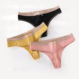 Cotton Women Thongs Panties Fashion Soft Solid Bow Seamless G-String For Women Underwear Female Lingerie Briefs