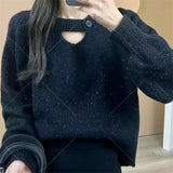 Zingj Sense Inside The Bottom Of The 2024 Autumn / Winter New Sweater Jacket Female Gentle Wind Soft Waxy Sweater-Outfit