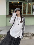 Lace Striped Bow Long Sleeved Top- Outfit