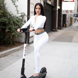 pieces set tracksuit long sleeve crop top letters print elastic high waist leggings sportswear slim outfit 2020 women