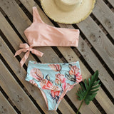 Bikinis Women 2021 New One Shoulder Swimwear High Waist Swimsuit Bandage Bathing Suits Beach Wear Biquini