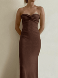 Knitted Twist Strapless Maxi Dress- Outfit