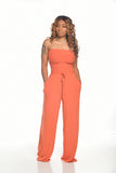 Zingj New Women's Casual Flat Shoulder Wrapped Chest Wide-Leg
