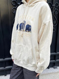 Vintage Bear Embroidery Oversized Hoodie-Outfit