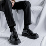 Zingj Size Round Head Small Leather Shoes Heighten British Wind Thick Platform Single Shoes Male Teenagers Formal Business Shoes