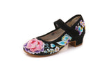 Zingj Heel Single Shoes Spring And Summer New Thick Heel Women's Shoes Cheongsam Embroidered Shoes Mary Jane Retro National Style High Heel National Style