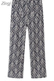 2023 Women Pants Sets Black Print High Waist Pants For Women Straight Leg Woman Trousers Streetwear Casual Summer