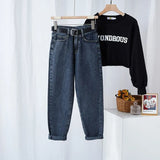 Streetwear High Waist Denim Jeans 2021 Vintage Blue Harem Jeans Female Lady Denim