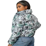 Women's 2021 New Print Long Sleeves, Loose Padded Jacket, Bread Clothes And Cotton-Padded Jacket-Outfit