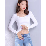 2022 Brand New Cotton Women's T-shirt Long-sleeved Solid Color Women T-shirts Leisure Woman T shirt for Female Tops