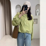 Sunscreen Coat Female Summer Thin Coat Female Short Short Man 2024 New Loose Joker Hooded Casual Top-Outfit