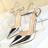 Shoes Fashion Sandals Women 2021 Patent Leather High Heels Women Sandals Summer Heeled Sandals Pointed Toe Women