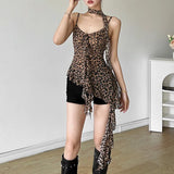 2025 Summer Women's New Leopard-Print Babes Irregular Tuxedo Design Feel-Tastic Sling