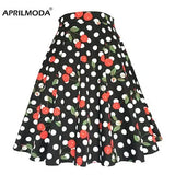 Summer Rockabilly Skirt Vintage 50s Floral High Waist Retro Hepburn Swing Cotton Women Clothing 60s Midi Casual