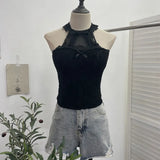 Real Shot With Chest Pad Hanging Neck Lace Sexy Sling Vest Short Babes Bottom Sleeveless Top