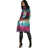 Colorful Sequined Mid-length Trench Urban Casual