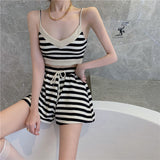Short Sets Women Summer Vest French Tight-fitting Short Sexy Hot Girl Strapless Base Suspenders Sleeveless Crop