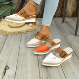 Bleed-Up Head Behind The Empty Sandals Slope And Light Hemp Rope Clasp Women's Shoes Thick-Soled Cool