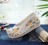 Zingj Shoes Hanfu Shoes Ancient Style Female Embroidered Cloth Shoes Inside The Raised Head Ancient Costume Shoes Cloth Shoes