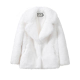 Solid Collar Faux Fur Coat- Outfit