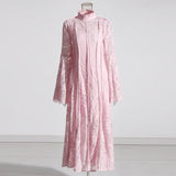 2025 Summer New Collar Horn Sleeve Lace To Receive Waist Long Dress Dress
