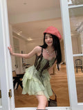 New Summer Y2k Gothic Backless Sexy Fluffy Dresses Women Fashion Streetwear Patchwork Bandage Club Design E-girl